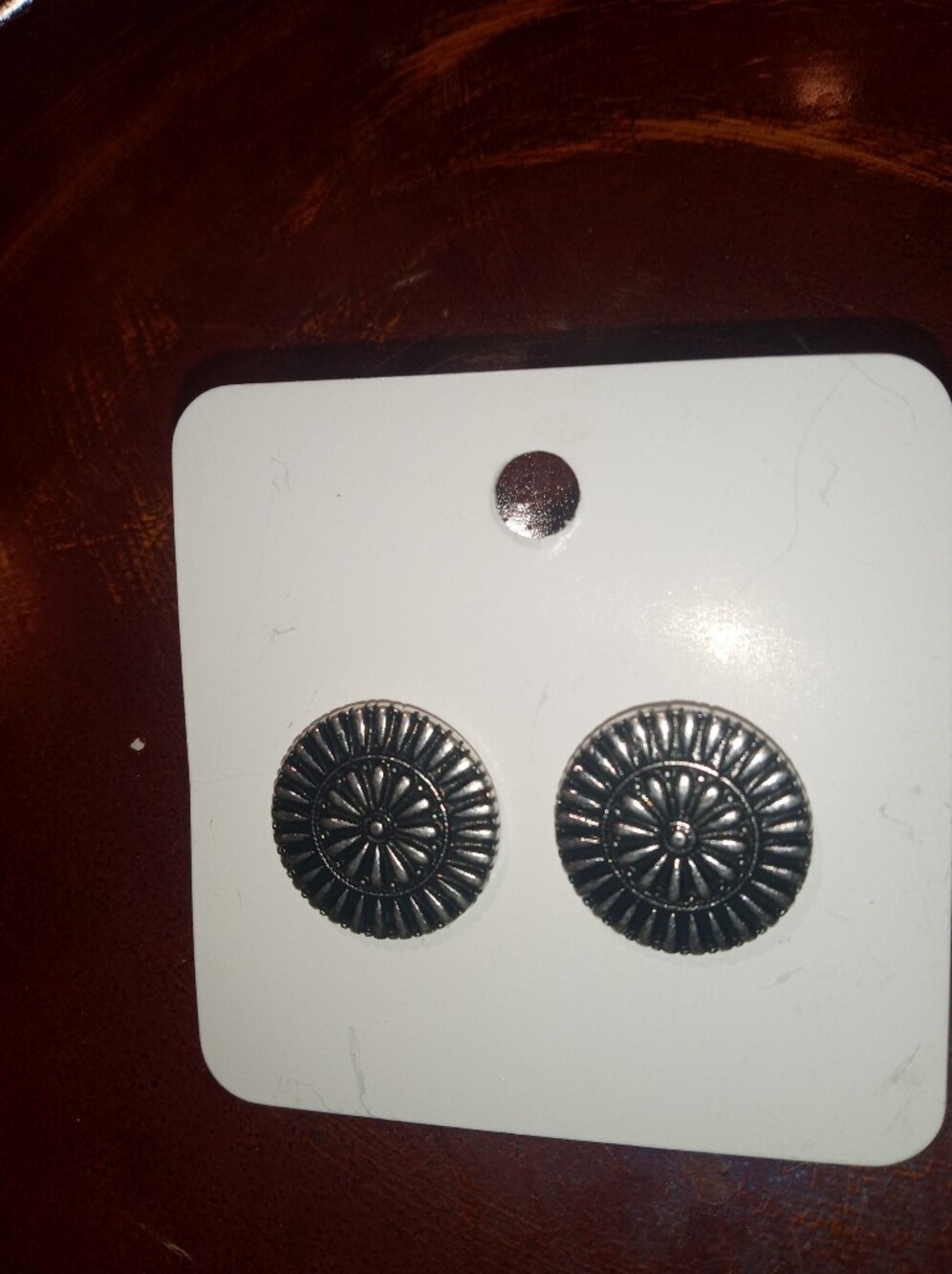 Decorative Silver-Tone Calvert concho Earrings